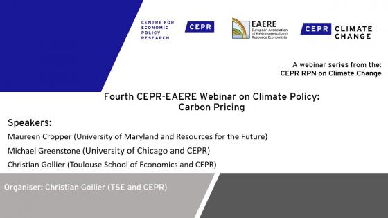 White background black text with "Fourth CEPR/EAERE Webinar on Climate Policy: Carbon Pricing" with CEPR logos 